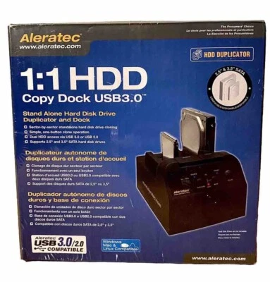 Aleratec 1:1 HDD Copy Dock USB3.0 USB 3.0 HDD Duplicator w/ Power Supply - Image 1 of 3