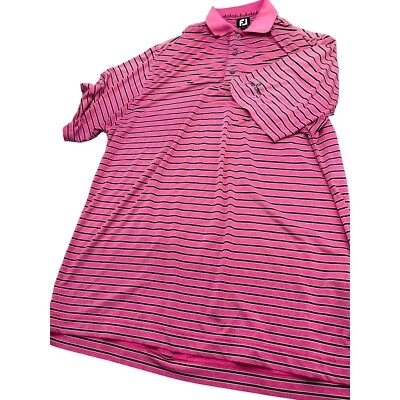 Camisa polo de golf Footjoy FJ Sand Creek para hombre rosa azul elástica grande L alta LT Foto 1 de 4