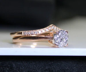 Gorgeous Rose Gold Ladies 10K Gold 1/3 Ct Diamond Wedding/Promise Ring Set s7 - Picture 1 of 7