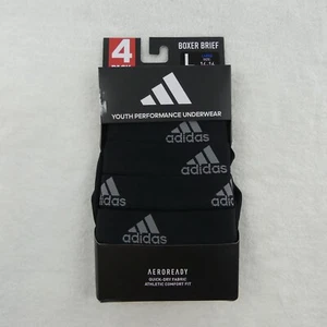 Adidas Underwear Boys Large 14/16 Youth Black Boxer Brief Aeroready 4 Pack - Picture 1 of 22
