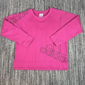 Adidas French Terry Crewneck Sweatshirt Girls XL (16) Long Sleeve Hot Pink - Picture 1 of 10