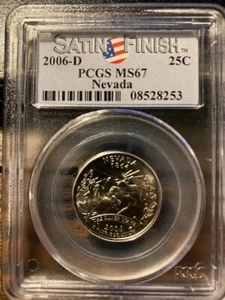 2006 D NEVADA STATE QUARTER PCGS MS67 SATIN FINISH - Picture 1 of 2