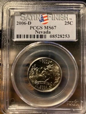 2006 D NEVADA STATE QUARTER PCGS MS67 SATIN FINISH - Image 1 of 2