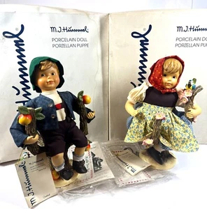 Goebel Hummel Apple Tree Girl  & Boy Pair Hum 950 951 Porcelain Dolls 13" NEW - Picture 1 of 22