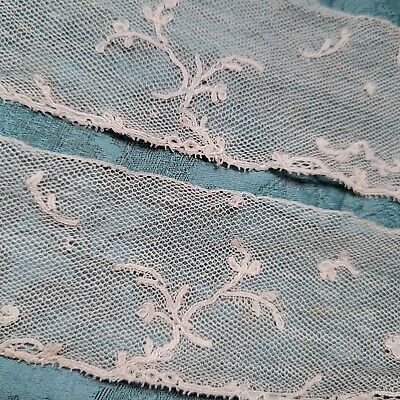 FINE Brussels Antique French Tulle Lace Hand Made  Trim 1800s  • 24.30$