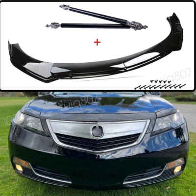 For Acura TL SH-AWD Gloss Black Front Bumper Lip Splitter Spoiler Kit+Strut Rods Foto 1 de 4