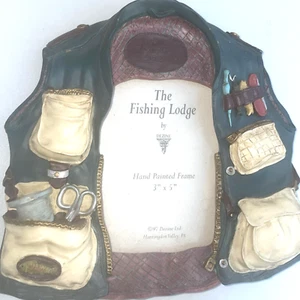 Fishing Lodge Antique Fly Fish Lures Creel Photo Picture Frame NWOT ❤️blt11h3s - Picture 1 of 11