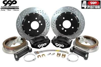 1968-74 Chevy II Nova Black 4 Piston 13" Rear Big Brake Conversion Kit Foto 1 de 4