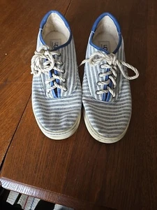 UGG Eyan II 1007570 Damen Größe 8 blau gestreift Canvas Turnschuhe Seil Schnürsenkel - Bild 1 von 5