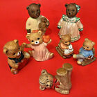 BEAR FIGURINES LOT OF 7 BEDTIME BEARS HIOMCO MOMMA PAPPA 