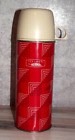 Vintage 1963 Thermos Icy-Hot Red Retro Pattern Bottle Camping Picnic E5424