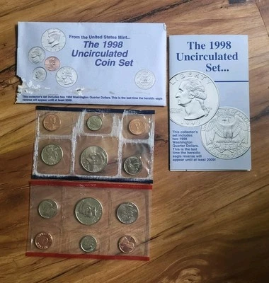 1998 US Mint Set 10 Coin Uncirculated Set Complete Philadelphia & Denver W/ OGP - Image 1 of 4