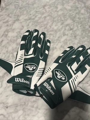 Guantes receptores Wilson con logotipo de los New York Jets NFL, guantes medianos para adultos Foto 1 de 3