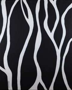 WHITE ON BLACK 16x20x3/4 ORIG CANVAS PAINTING organic boho style Karla Gerard - Picture 1 of 1