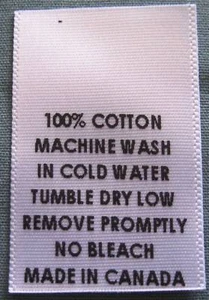 100 PRINTED CLOTHING LABELS, 100% COTTON MADE IN CANADA - Picture 1 of 1