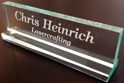 LASERCRAFTING DESK NAME PLATE Personalized - Glass Colored Acrylic - Customized Laser Engraved