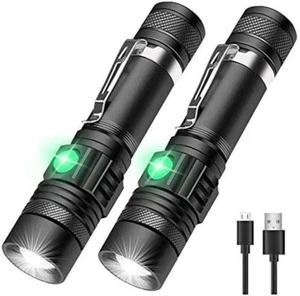 2 PACK Hoxida Flashlight Rechargeable USB T6 LED Tactical Torch LOT *BB091 - Picture 1 of 3