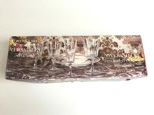 Vintage Retro 6 Versailles French Lead Crystal Stem Glasses 5cl In Original Box - Bild 1 von 6