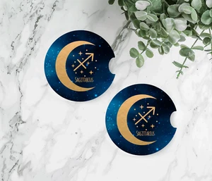 2 Sagittarius, Zodiac, Moon/Stars, Car Coasters, 2.75"/5mm thick/neoprene(car12) - Picture 1 of 1