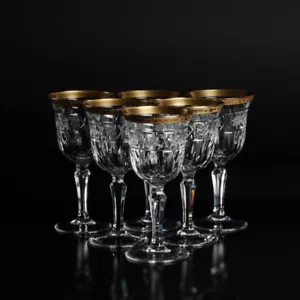 Kristallglas Trinkgläser Set Moser gold Ätzbordüre Sherry 6 Stück Mid Century - Bild 1 von 8