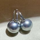 Gorgeous AAA 14MM Gray round Shell pearl earring Chandelier Stud Everyday Teens