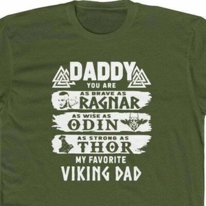 Favorite Viking Dad T-Shirt Father's Day Gift Brave Wise Strong Nordic God Hero - Picture 1 of 9