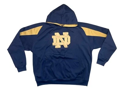 NOTRE DAME IRLANDÉS Azul/Dorado FÚTBOL UNIVERSITARIO SUDADERA CON CAPUCHA Fan Gimnasio Sudadera Para Hombre XL Foto 1 de 4