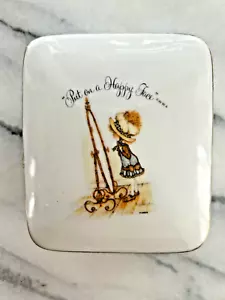 Vintage Holly Hobbie Ceramic Covered Trinket Dish Put on Happy Face Mirror 70's - Picture 1 of 2