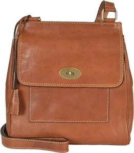 Gianni Conti Medium Tan Italian Leather Satchel Crossbody Bag 914064 - Picture 1 of 7