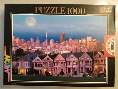EDUCA Victorian Houses in San Francisco 1000 Piece Puzzle Neon Series Brand ! - Image 1 of 2