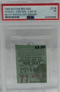 Mickey Mantle 1968 PSA Ticket Last AB/Game New York Yankees at Boston Red Sox ⚾️ - Picture 1 of 5