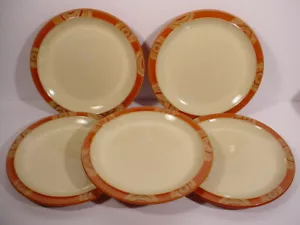 Denby Langley Fire Chilli 5 piatti insalata 8 3/4" design vortice bordo - Foto 1 di 10