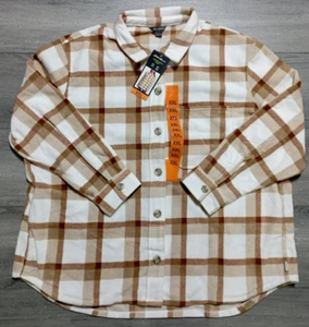 Eddie Bauer Shacket Adult 2XL Brown & White Plaid Microfleece Shirt Womens - Picture 1 of 5