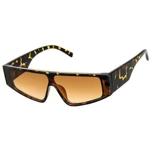 Futuristic Kim Slim Flat Top Shield Sunglasses Animal Print Frames Brown Lens - Picture 1 of 1