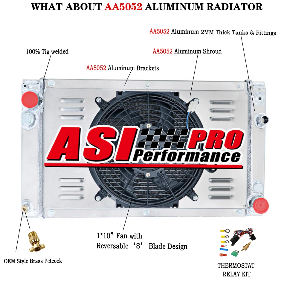 3-Row Radiator Shroud Fan For 83-1991,85 PORSCHE 944 NON-Turbo 2.5L 2.7L 3.0L MT Foto 1 de 4