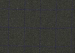 100% lana Yorkshire tessuto tweed verde scuro con overcheck blu - Foto 1 di 1
