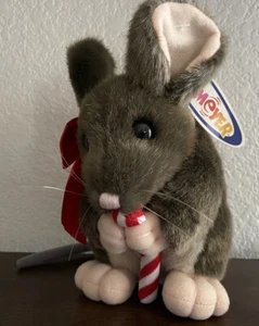 Vintage Mary Meyer Plush Christmas Mouse Red Satin Bow Candy Cane Retired 1995 - Picture 1 of 6