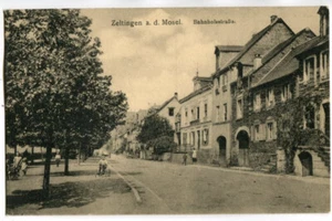 Postal Zeltingen, Mosela, Bahnhof-Straße alrededor de 1910 - Imagen 1 de 2