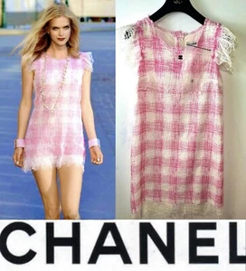 4K Chanel 2011 Barbie Rosa Weiß Tweed Minikleid 36 38 40 4 6 8 Top Shirt S M - Bild 1 von 23
