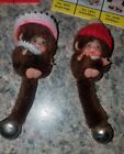 RARE Vintaage Lot Of 3 MONCHICHI Mini Dolls Monkeys With Bells On Tails!