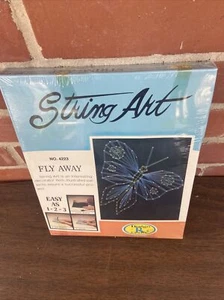 VINTAGE MID CENTURY STRING ART KIT Fly Away Butterfly 79’ SEALED Design R Crafts - Picture 1 of 8