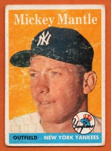 1958 Topps #150 Mickey Mantle VG WRINKLE New York Yankees Hall of Fame 