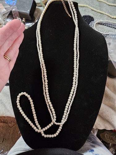 VETEMENTS Collana Finta Perla Doppio Filamento