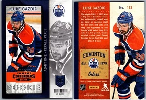 13-14 PANINI CONTENDERS ROOKIE - LUKE GAZDIC RC /600 #113 EDMONTON OILERS - Picture 1 of 1