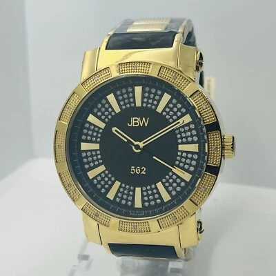 JBW 562 Men Gold Steel Diamond Dial Black Silicone 50mm Watch JB-6225-J - Image 1 of 4