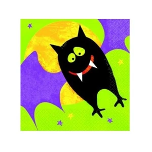 HALLOWEEN BAT PAPER PARTY LUNCH NAPKINS - KIDS SPOOKY TABLE DECORATIONS 16 PACK - Picture 1 of 2
