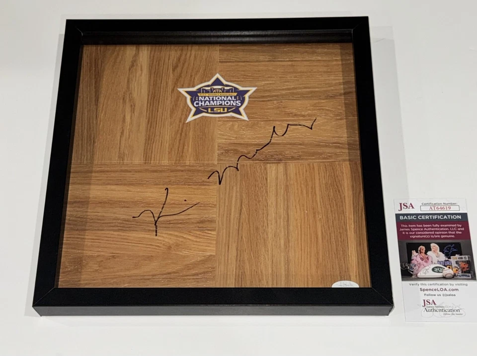 KIM MULKEY SIGNED FRAMED FLOORBOARD LSU TIGERS 2023 NATIONAL CHAMPIONS JSA COA - Image 1 of 1