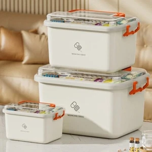 Caja de medicamentos de gran capacidad portátil para el hogar kit médico de primeros auxilios emergencia familiar - Imagen 1 de 10