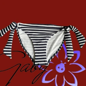 John Lewis Bikini Bottoms Bikini Briefs Tie Side Blue /White UK Size 16 - Picture 1 of 3