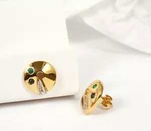 Ohrringe Ohrstecker in 333 Gold glanz 8 Karat mit Diamant, Safir, Smaragd - Bild 1 von 1